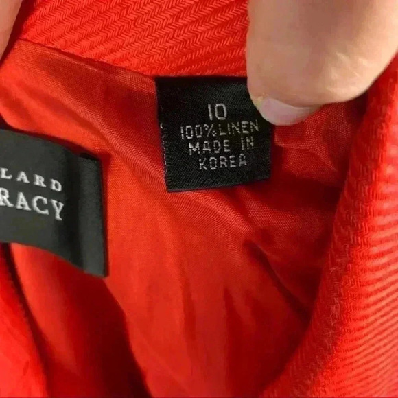 Linda Allard Ellen Tracy blazer size 10 red 100% linen double breasted 80s 90s - Picture 7 of 12